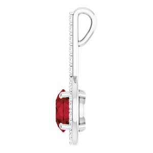 14K White Gold Natural Mozambique Garnet & 1/4 CTW Natural Diamond Pendant