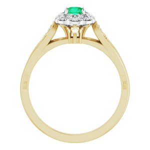 14K Yellow/White Gold Natural Emerald & 1/10 CTW Natural Diamond Ring