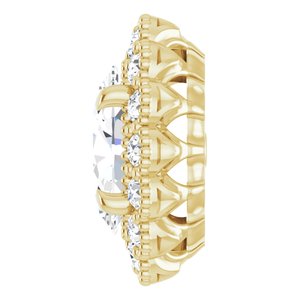 14K Yellow Gold 7x5 mm Oval Halo-Style Earring Mounting – image 5