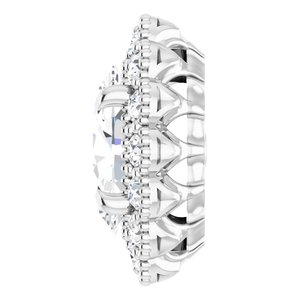 Platinum 7x5 mm Oval Halo-Style Earring Mounting – image 5