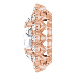 14K Rose Gold 7x5 mm Oval Halo-Style Earring Mounting – image 5