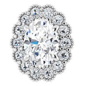 Sterling Silver 7x5 mm Oval Halo-Style Earring Mounting