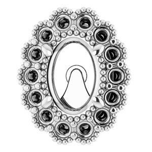 Platinum 7x5 mm Oval Halo-Style Earring Mounting – image 2