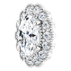 14K White Gold 7x5 mm Oval Halo-Style Earring Mounting – image 3