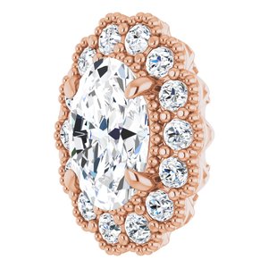 14K Rose Gold 7x5 mm Oval Halo-Style Earring Mounting – image 3