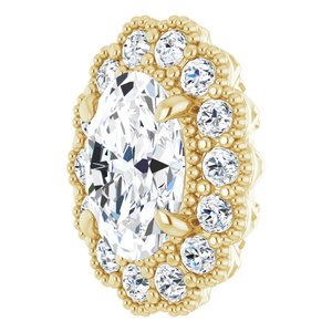 14K Yellow Gold 7x5 mm Oval Halo-Style Earring Mounting – image 3