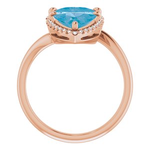 14K Rose Gold Natural Swiss Blue Topaz & 1/5 CTW Natural Diamond Ring