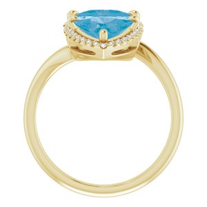 14K Yellow Gold Natural Swiss Blue Topaz & 1/5 CTW Natural Diamond Ring