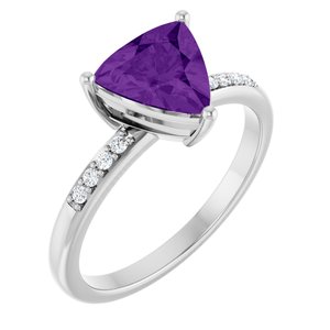 Platinum Natural Amethyst & .08 CTW Natural Diamond Ring