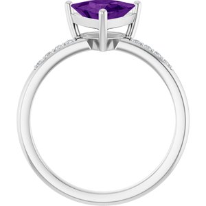 Platinum Natural Amethyst & .08 CTW Natural Diamond Ring