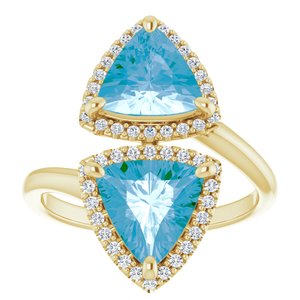14K Yellow Gold Natural Swiss Blue Topaz & 1/5 CTW Natural Diamond Ring
