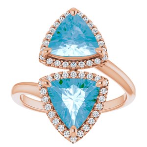 14K Rose Gold Natural Swiss Blue Topaz & 1/5 CTW Natural Diamond Ring