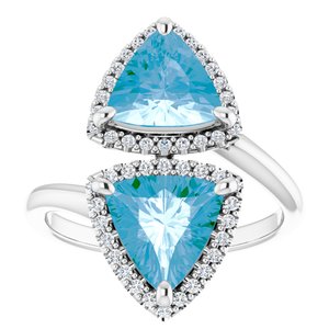 14K White Gold Natural Swiss Blue Topaz & 1/5 CTW Natural Diamond Ring