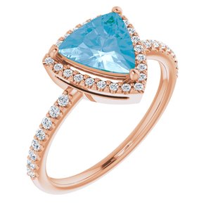 14K Rose Gold Natural Swiss Blue Topaz & 1/4 CTW Natural Diamond Halo-Style Ring