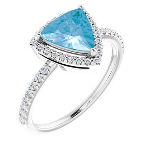 14K White Gold Natural Swiss Blue Topaz & 1/4 CTW Natural Diamond Halo-Style Ring