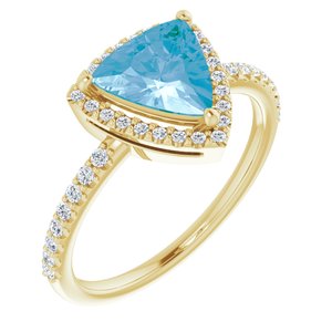 14K Yellow Gold Natural Swiss Blue Topaz & 1/4 CTW Natural Diamond Halo-Style Ring