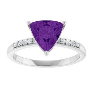 Platinum Natural Amethyst & .08 CTW Natural Diamond Ring