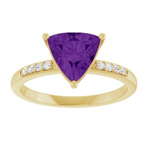 14K Yellow Gold Natural Amethyst & .08 CTW Natural Diamond Ring