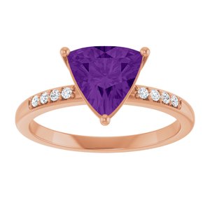 14K Rose Gold Natural Amethyst & .08 CTW Natural Diamond Ring