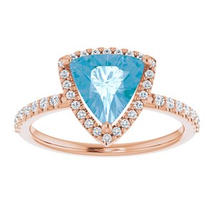 14K Rose Gold Natural Swiss Blue Topaz & 1/4 CTW Natural Diamond Halo-Style Ring