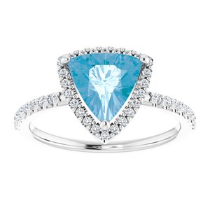 Platinum Natural Swiss Blue Topaz & 1/4 CTW Natural Diamond Halo-Style Ring
