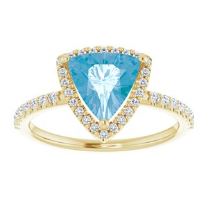 14K Yellow Gold Natural Swiss Blue Topaz & 1/4 CTW Natural Diamond Halo-Style Ring