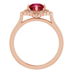 14K Rose Gold Lab-Grown Ruby & .08 CTW Natural Diamond Halo-Style Ring