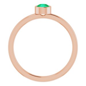 14K Rose Gold 4 mm Natural Emerald Ring