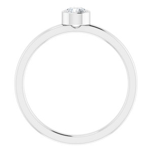 14K White Gold 4 mm Natural White Sapphire Ring