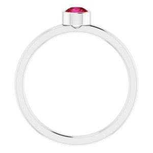 14K White Gold 4 mm Natural Ruby Ring
