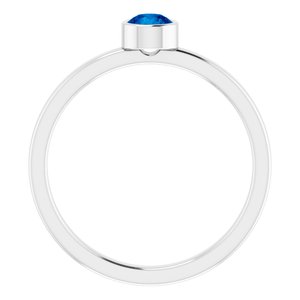 Platinum 4 mm Natural Blue Sapphire Ring
