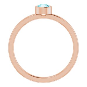 14K Rose Gold 4 mm Natural Blue Zircon Ring