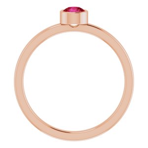 14K Rose Gold 4 mm Lab-Grown Ruby Ring