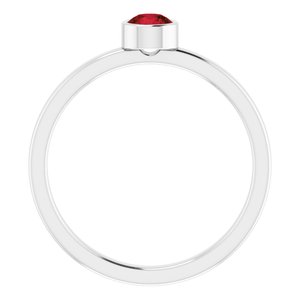 14K White Gold 4 mm Natural Mozambique Garnet Ring