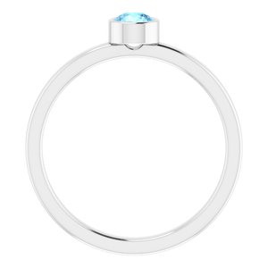 Rhodium-Plated Sterling Silver 4 mm Imitation Aquamarine Ring