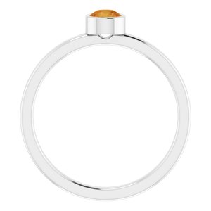 14K White Gold 4 mm Natural Citrine Ring