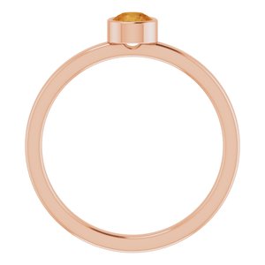 14K Rose Gold 4 mm Natural Citrine Ring
