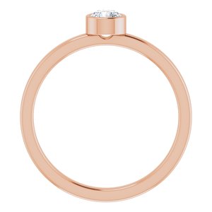 14K Rose Gold 4 mm Natural White Sapphire Ring
