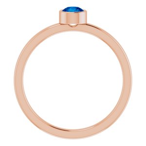 14K Rose Gold 4 mm Lab-Grown Blue Sapphire Ring