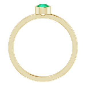 14K Yellow Gold 4 mm Natural Emerald Ring