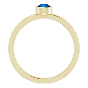 14K Yellow Gold 4 mm Natural Blue Sapphire Ring