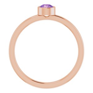 14K Rose Gold 4 mm Natural Amethyst Ring