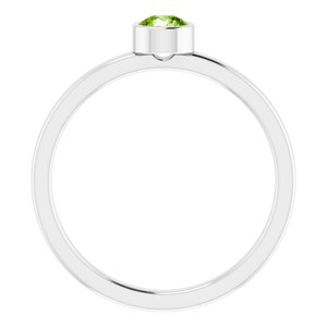 Rhodium-Plated Sterling Silver 4 mm Imitation Peridot Ring