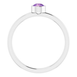 Platinum 4 mm Natural Amethyst Ring