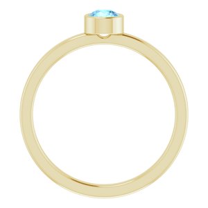 14K Yellow Gold 4 mm Natural Aquamarine Ring