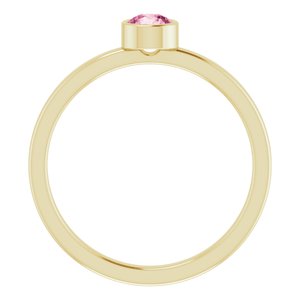 14K Yellow Gold 4 mm Natural Pink Tourmaline Ring