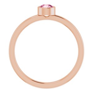 14K Rose Gold 4 mm Natural Pink Tourmaline Ring