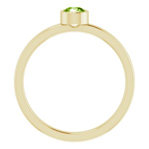 14K Yellow Gold 4 mm Natural Peridot Ring