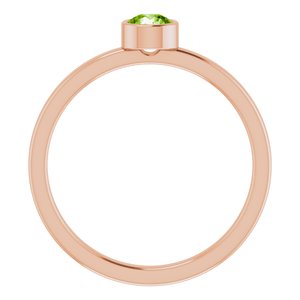 14K Rose Gold 4 mm Natural Peridot Ring
