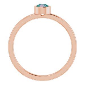 14K Rose Gold 4 mm Lab-Grown Alexandrite Ring